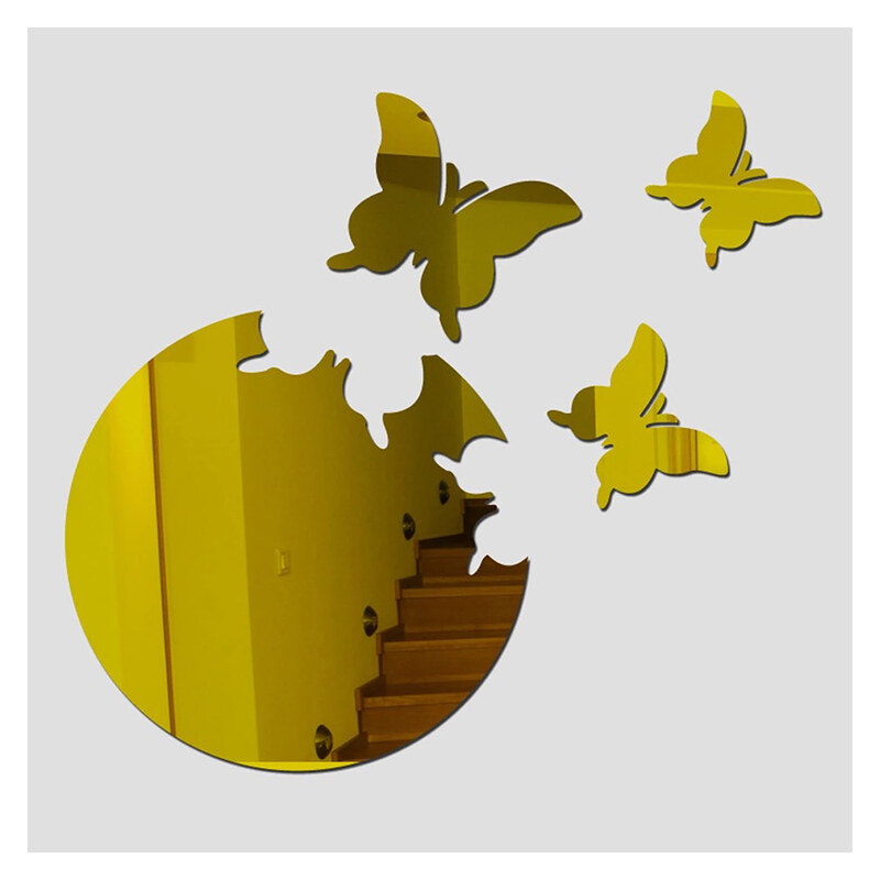 Lesara 4-teiliges Wandtattoo-Set Kreis & Schmetterling - Gold