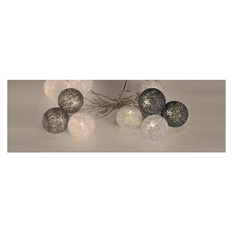 Lesara LED-Lichterkette mit Kugeln aus Wolle - Grau, Weiß & Anthrazit