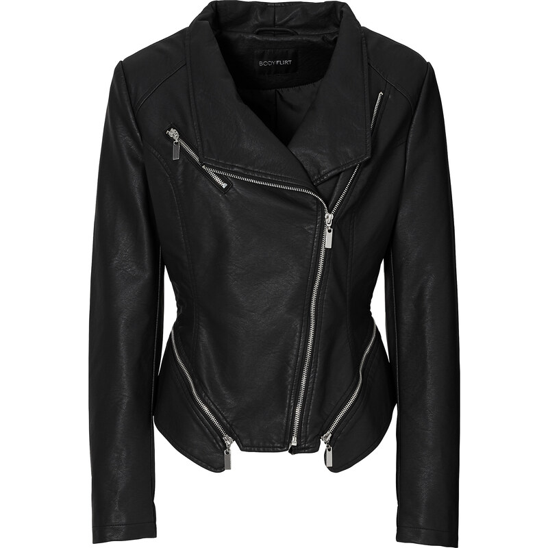 BODYFLIRT Lederimitat-Jacke in schwarz für Damen von bonprix
