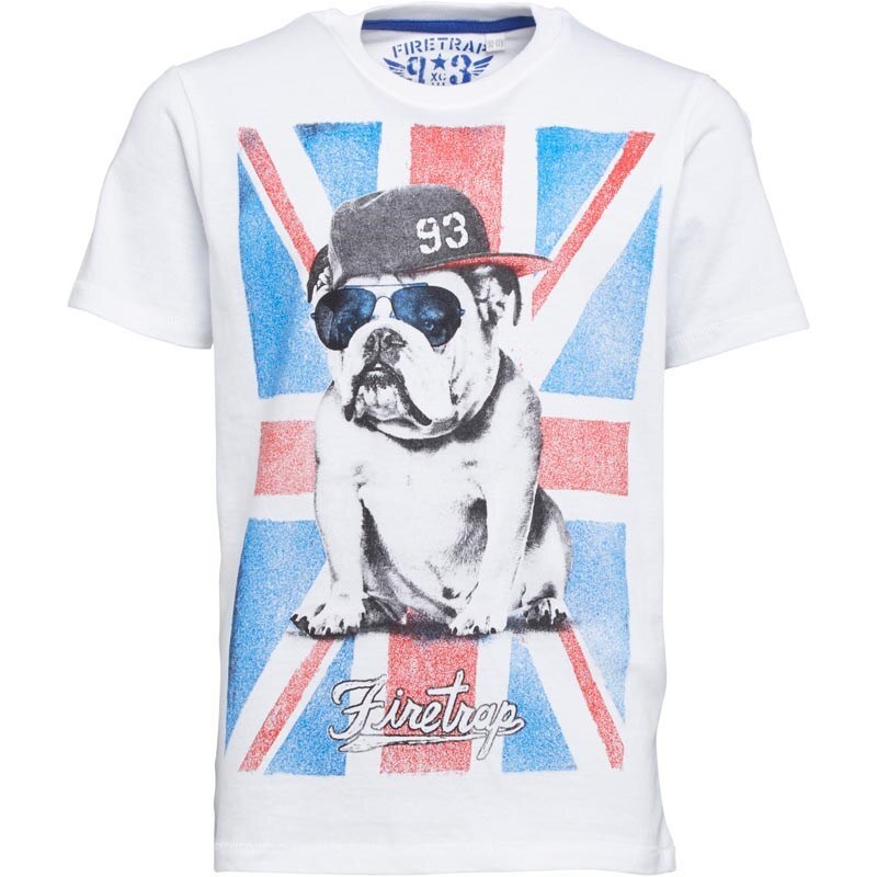 Firetrap Jungen Flag Bulldog T-Shirt Weiß