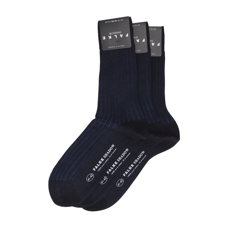 FALKE Dreierpack Business-Socken Shadow zweifarbig in Schwarz und Weiß