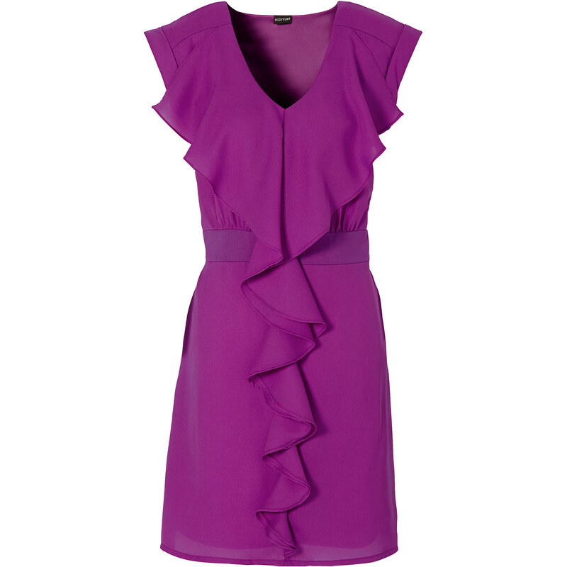 BODYFLIRT Kleid/Sommerkleid kurzer Arm in lila (V-Ausschnitt) von bonprix