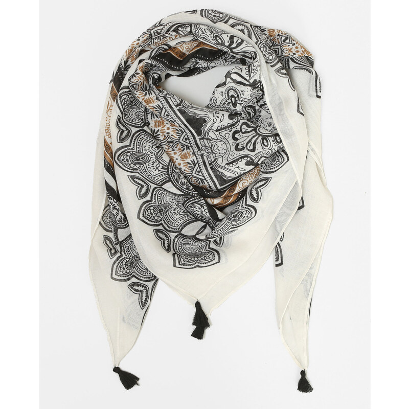 Feines Halstuch mit Troddeln Naturweiß, Größe 00 -Pimkie- Mode für Damen