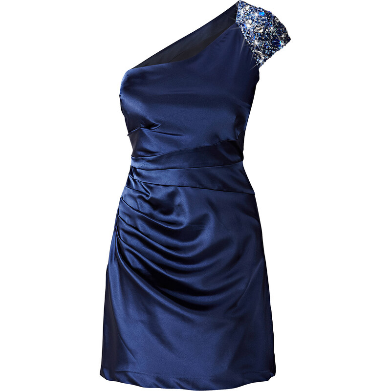 BODYFLIRT Kleid kurzer Arm figurbetont in blau von bonprix