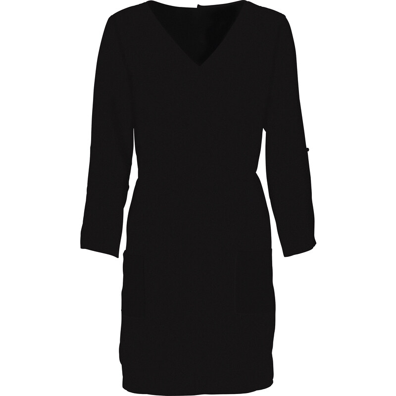 RAINBOW Kleid 3/4 Arm figurumspielend in schwarz (V-Ausschnitt) von bonprix