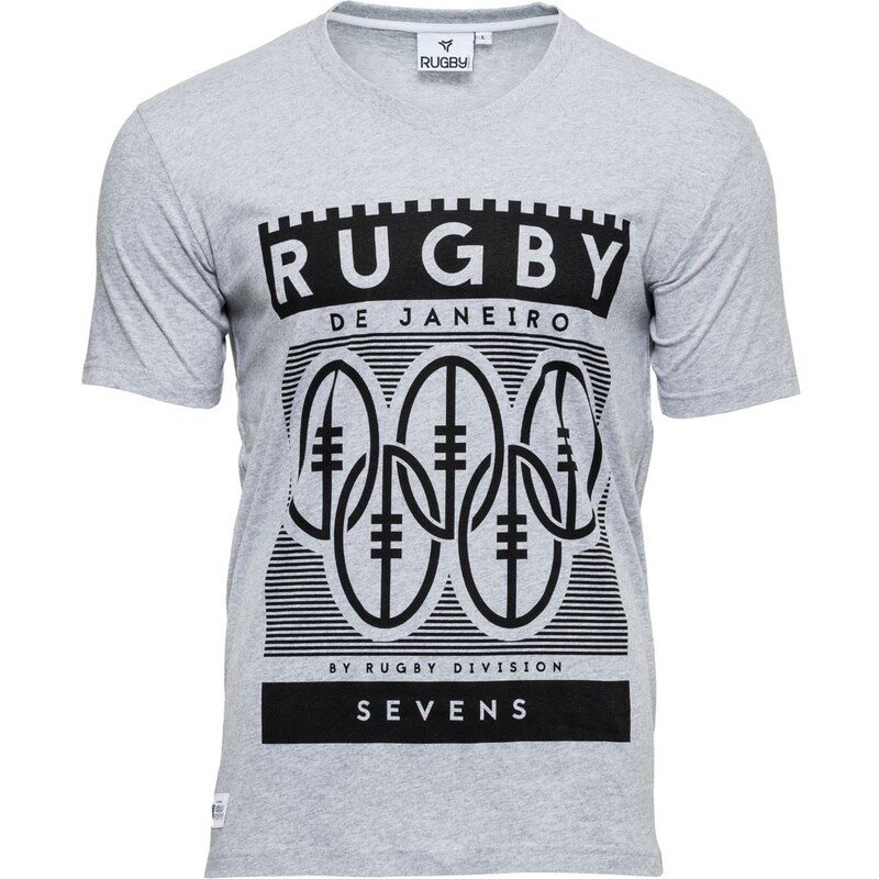 Rugby Division Neck Olympus - T-Shirt - grau meliert