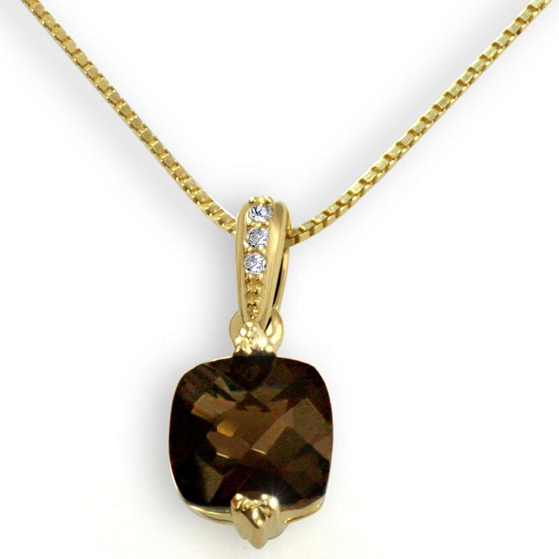 goldmaid Collier 333/- Gelbgold 1 Rauchquarz 3 Diamanten 0,02 ct.