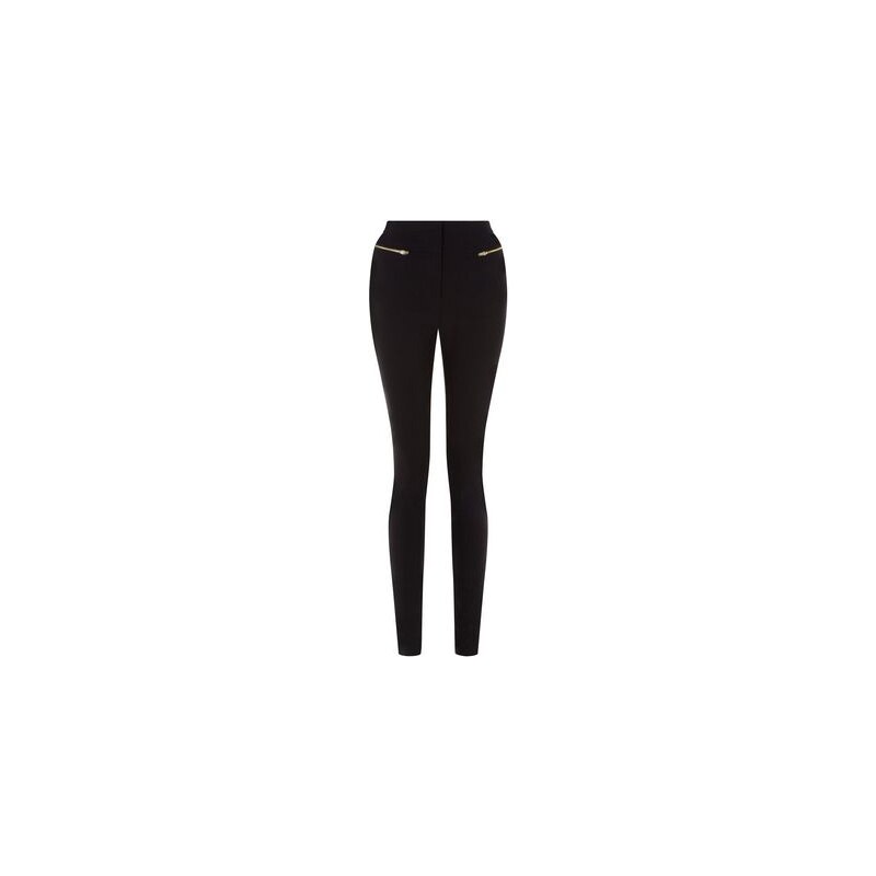 New Look Schwarze Bengaline-Hose mit schmalem Bein und seitlichem Reißverschluss