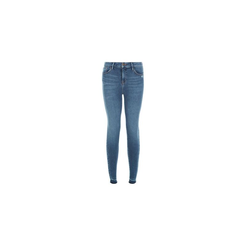 New Look Blaue Skinny-Jeans mit offenem Saum