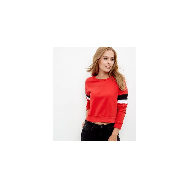 New Look Roter Pullover mit Streifen an den Ärmeln