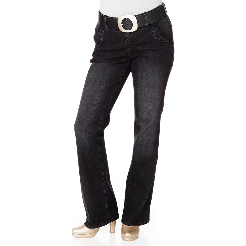Große Größen: sheego Denim Bootcut-Stretch-Jeans ?Maila?, black Denim, Gr.40-58