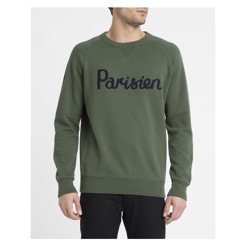MAISON KITSUNÉ Khakibraunes Sweatshirt aus Frottee Parisien