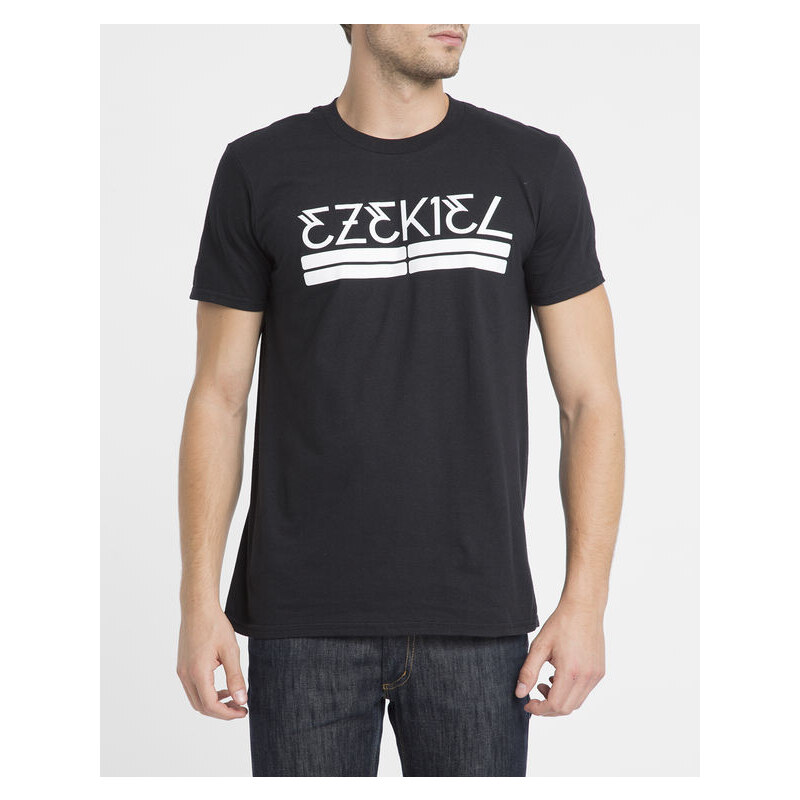 EZEKIEL T-Shirt mit Rundhalsausschnitt und Bar-Druck in Schwarz
