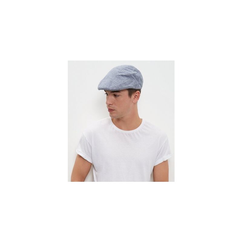 New Look Flache Mütze mit blauer Ziernaht