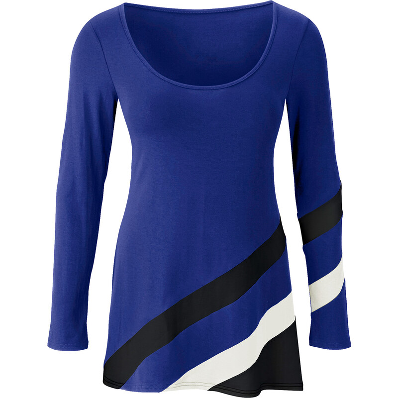 Tunika-Shirt langarm in blau für Damen von bonprix