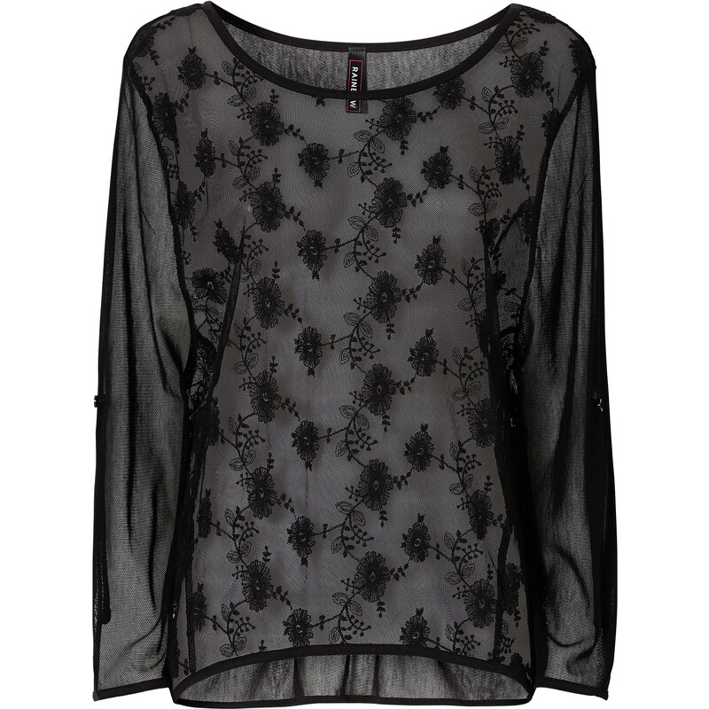 RAINBOW Netz-Shirt kurzer Arm figurumspielend in schwarz (Rundhals) für Damen von bonprix