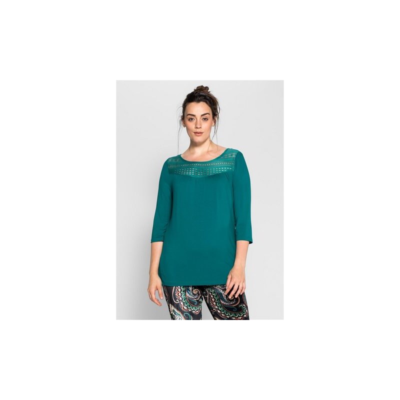 Damen Trend Shirt mit Spitzeneinsatz SHEEGO TREND grün 40/42,44/46,48/50,52/54,56/58