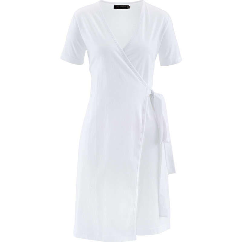bpc selection Shirtkleid in weiß (V-Ausschnitt) für Damen von bonprix