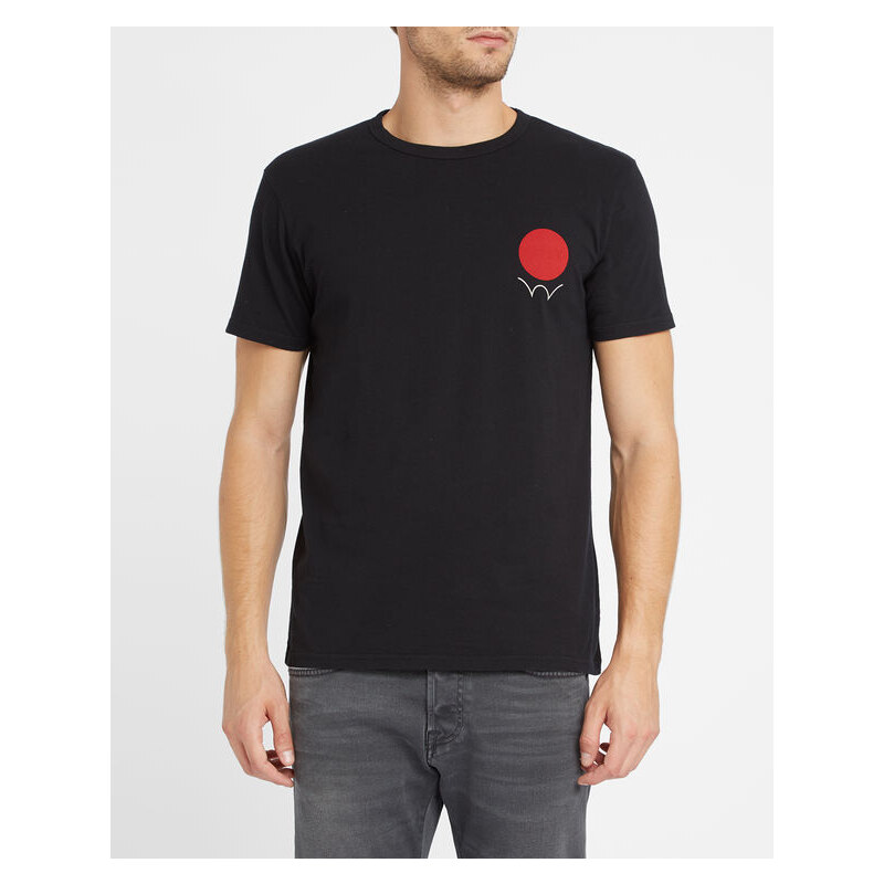EDWIN Schwarzes T-Shirt mit Rundhalsausschnitt und rotem Logo Marvin