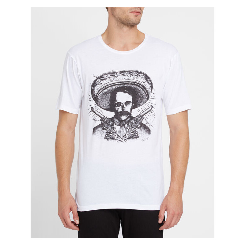 THE KOOPLES Weißes T-Shirt mit Rundhalsausschnitt und mexikanischem Print T