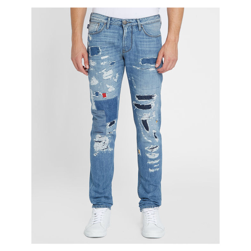 ARMANI JEANS Blaue Jeans Destroy J06 Made in Italy