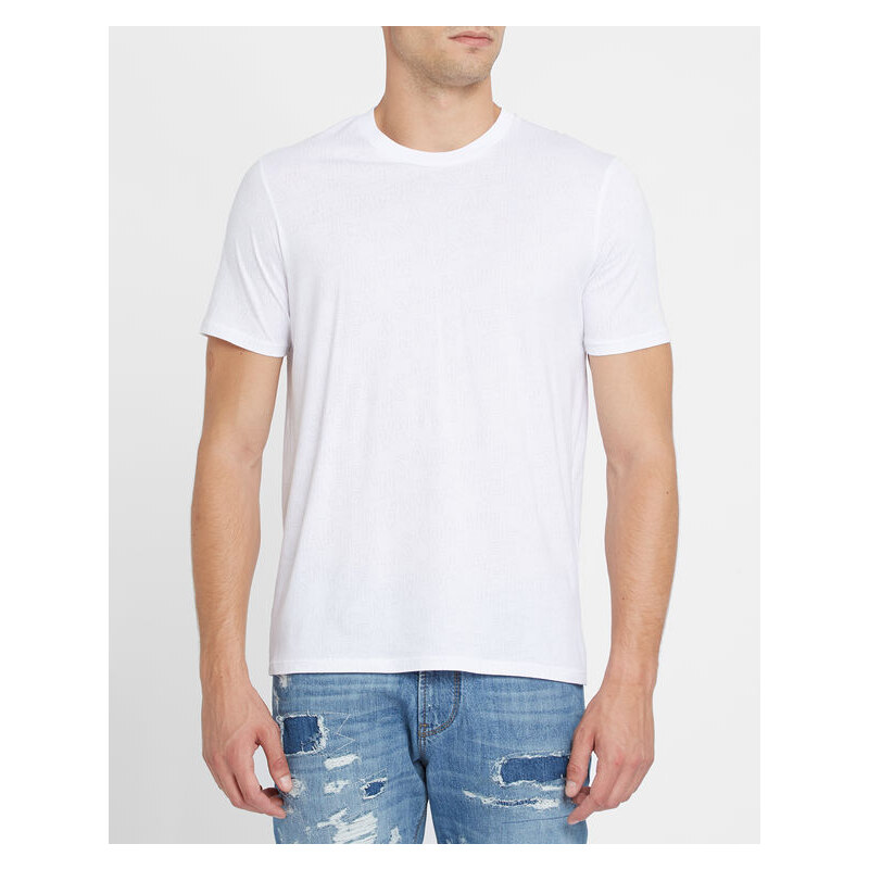 ARMANI JEANS Weißes T-Shirt mit Rundhalsausschnitt und All-Over-AJ-Logo