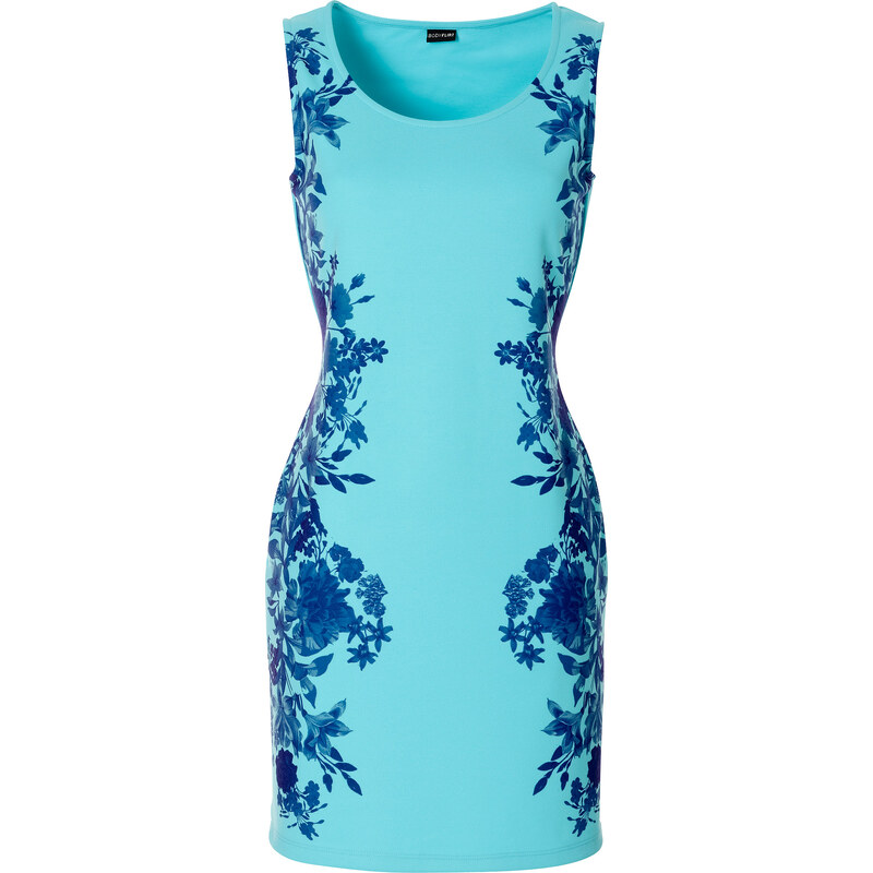 BODYFLIRT Kleid mit Blumenprint ohne Ärmel in blau von bonprix