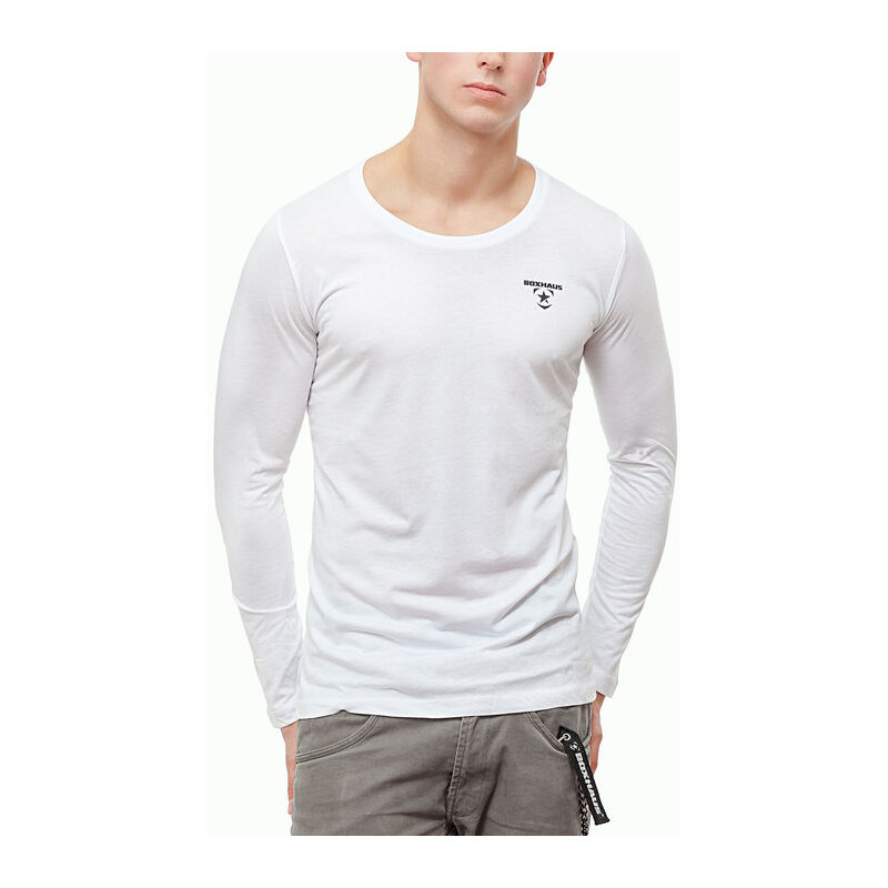 BOXHAUS Brand Incept Round-Neck Modal Shirt LS white