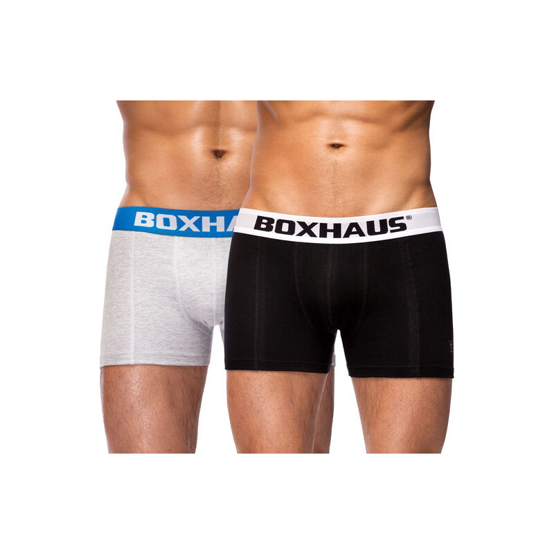 BOXHAUS Brand Underwear Men 2Pack black & grey