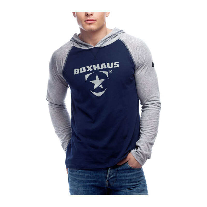 BOXHAUS Brand Incept Kapuzenshirt LS blue-grey htr