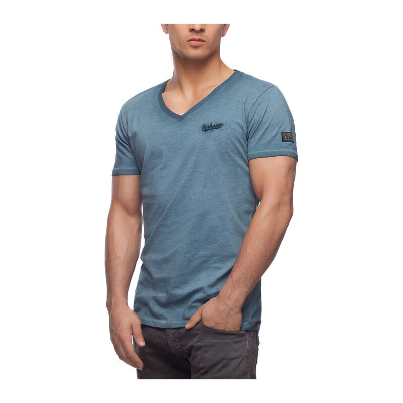 BOXHAUS Brand Sairon V-Neck T-Shirt tealblue
