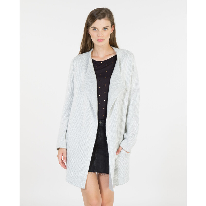 Warme Strickjacke mit Zipfeln Damen - Farbe Grau meliert - Größe S - PIMKIE - Mode für Damen