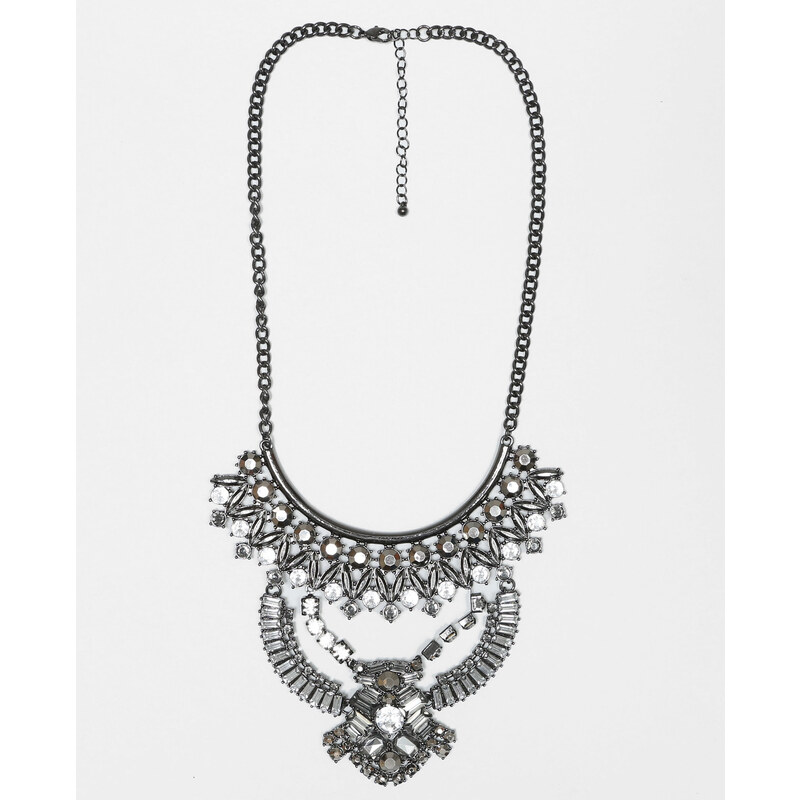 Plastron-Halskette mit Strass und Perlen Silberig, Größe 00 -Pimkie- Mode für Damen