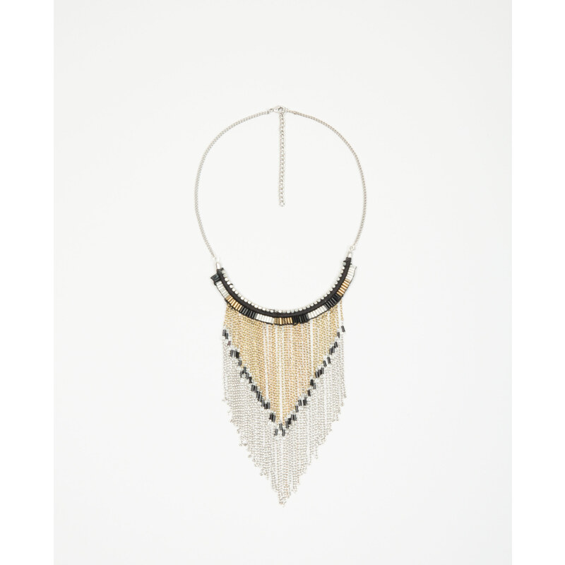 Plastron-Halskette mit Fransen Silberig, Größe 00 -Pimkie- Mode für Damen