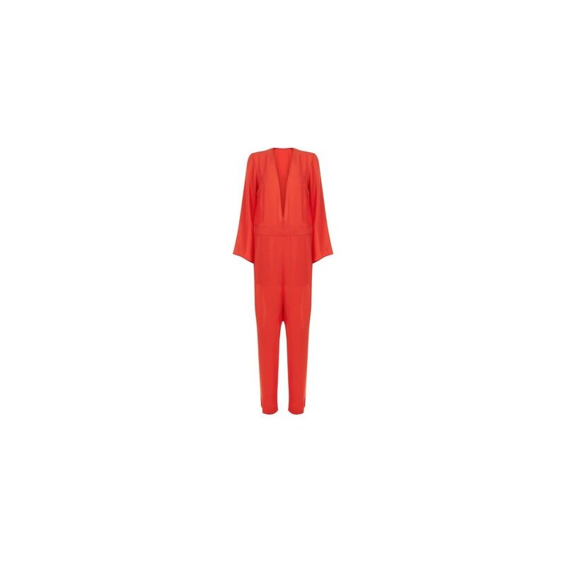 New Look Innocence – Roter, langärmliger Jumpsuit mit tiefem Ausschnitt