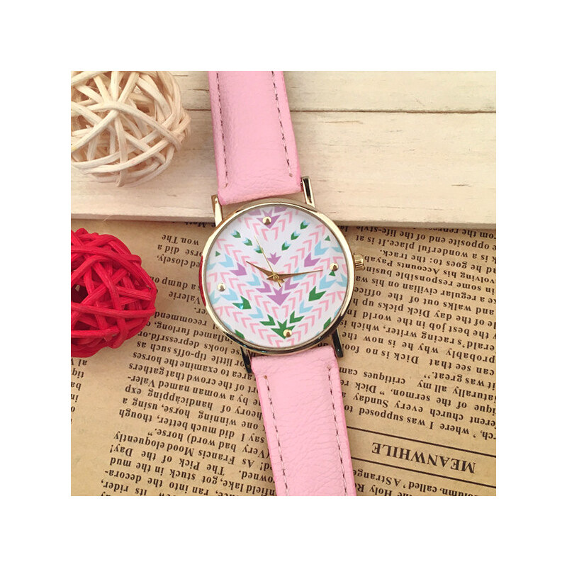 Lesara Armbanduhr mit gemustertem Zifferblatt - Pink