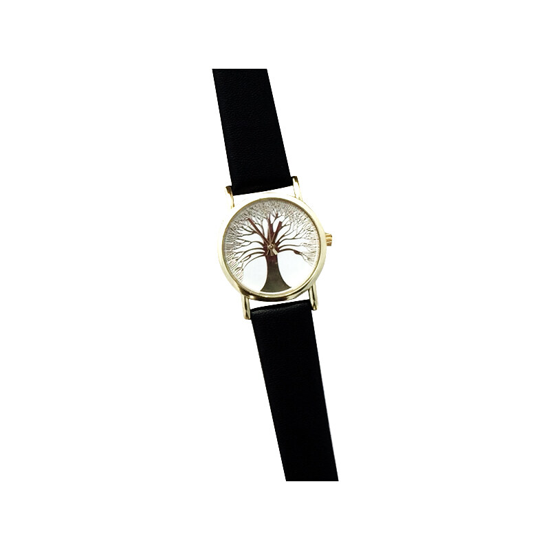 Lesara Armbanduhr mit Lebensbaum-Motiv - Schwarz