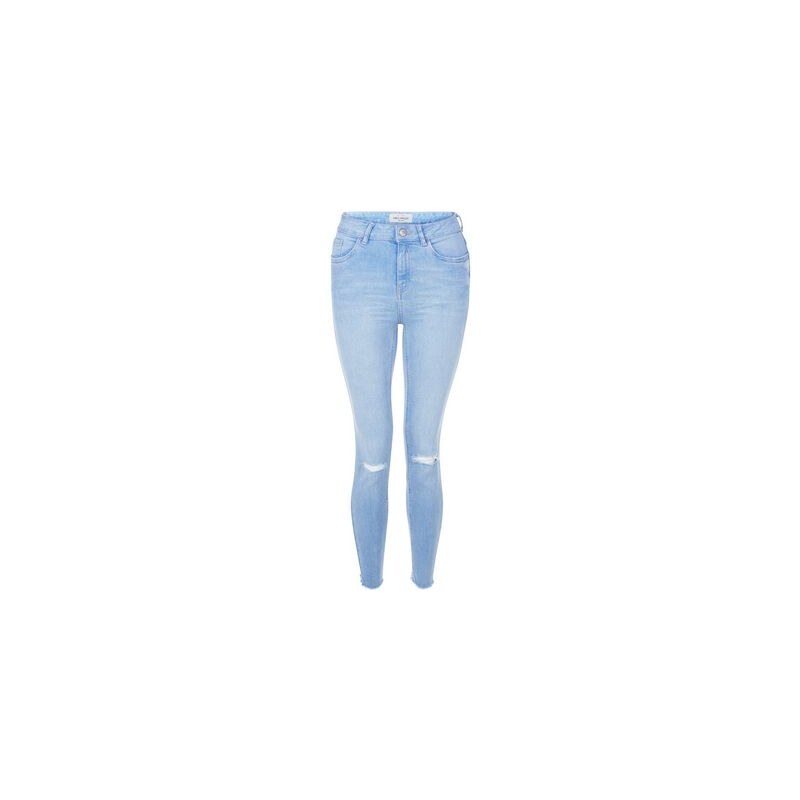 New Look Blaue Skinny-Jeans mit Rissen und offenen Kanten