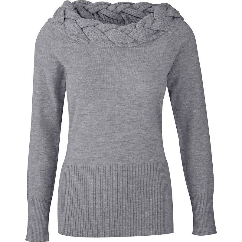 BODYFLIRT boutique Pullover langarm in grau für Damen von bonprix