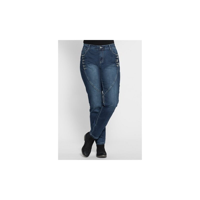 Damen Denim Boyfriend Stretch-Jeans mit Knöpfen SHEEGO DENIM blau 44,46,50,54,56,58