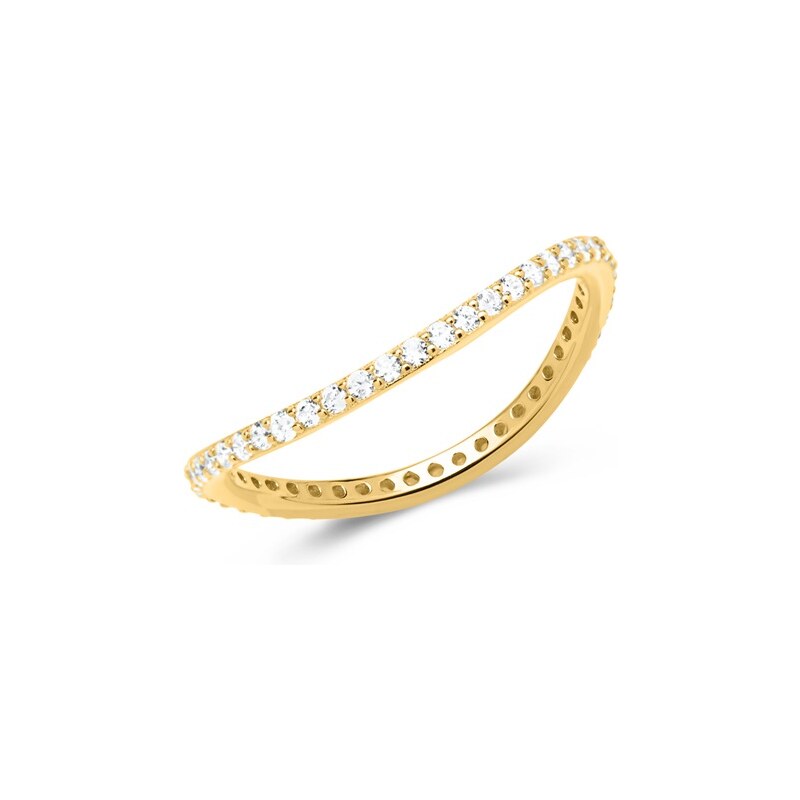 Unique Jewelry 925er Ring vergoldet Zirkonia geschwungen