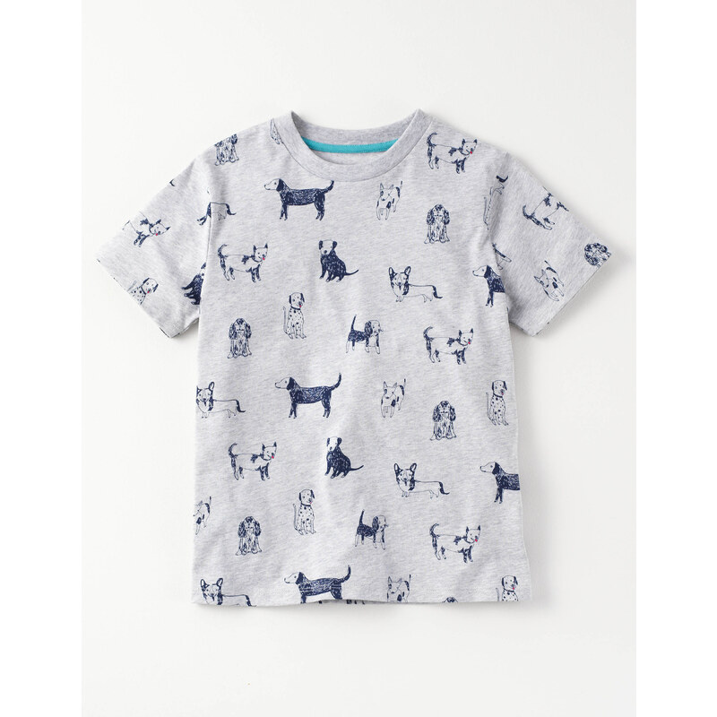 Lässiges T-Shirt mit Grafikmuster Hundemotiv Mädchen Boden