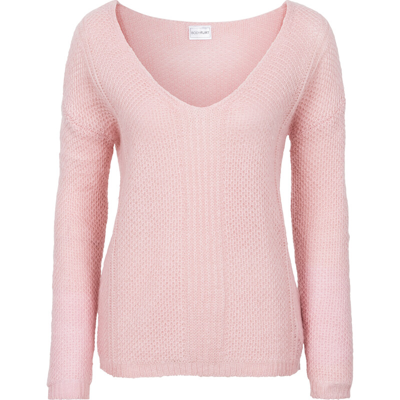 BODYFLIRT Pullover langarm in rosa (V-Ausschnitt) für Damen von bonprix