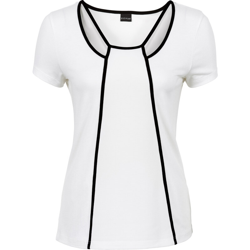 BODYFLIRT Shirt mit Farbkontrast in weiß für Damen von bonprix