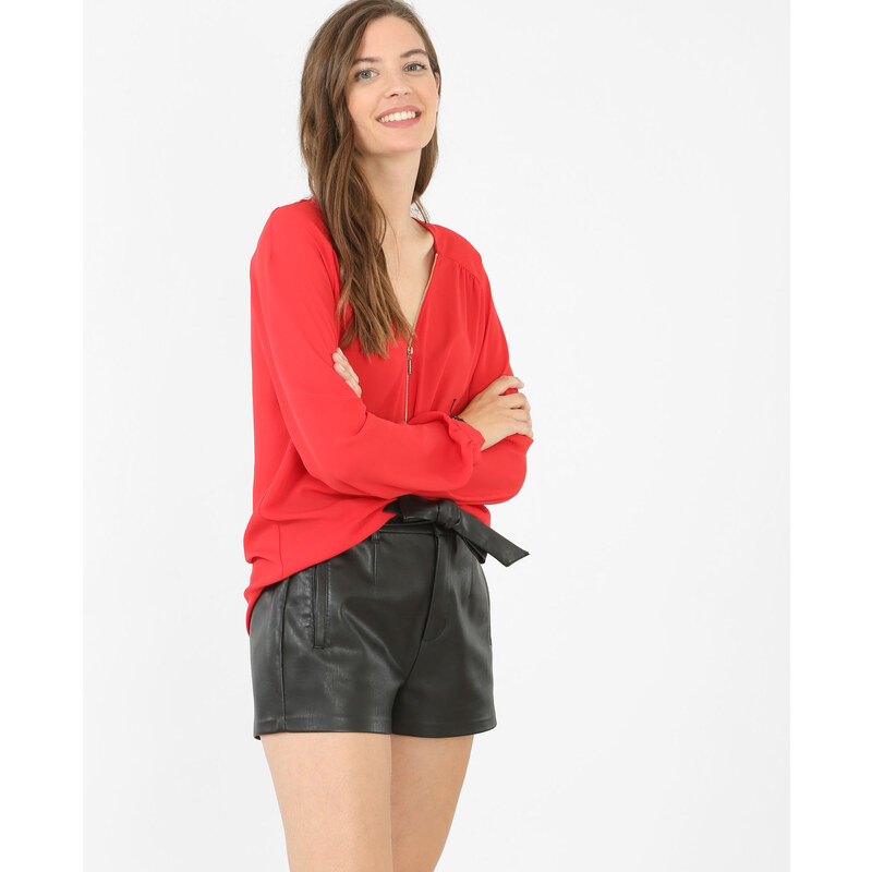 Bluse mit Reißverschluss Rot, Größe M -Pimkie- Mode für Damen