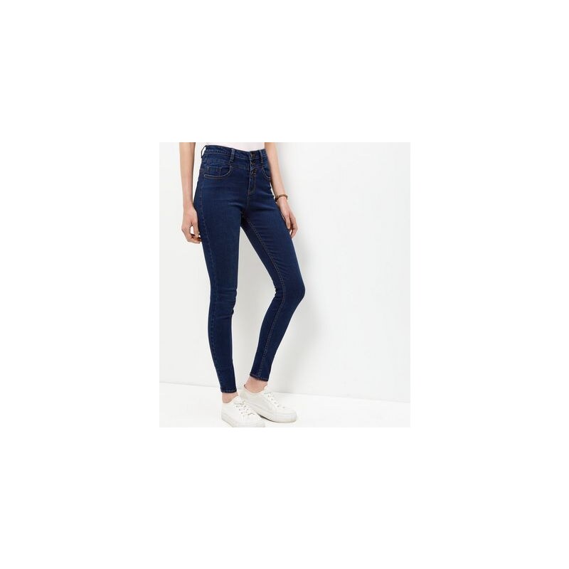New Look Dunkelblaue Skinny-Jeans mit hohem Bund