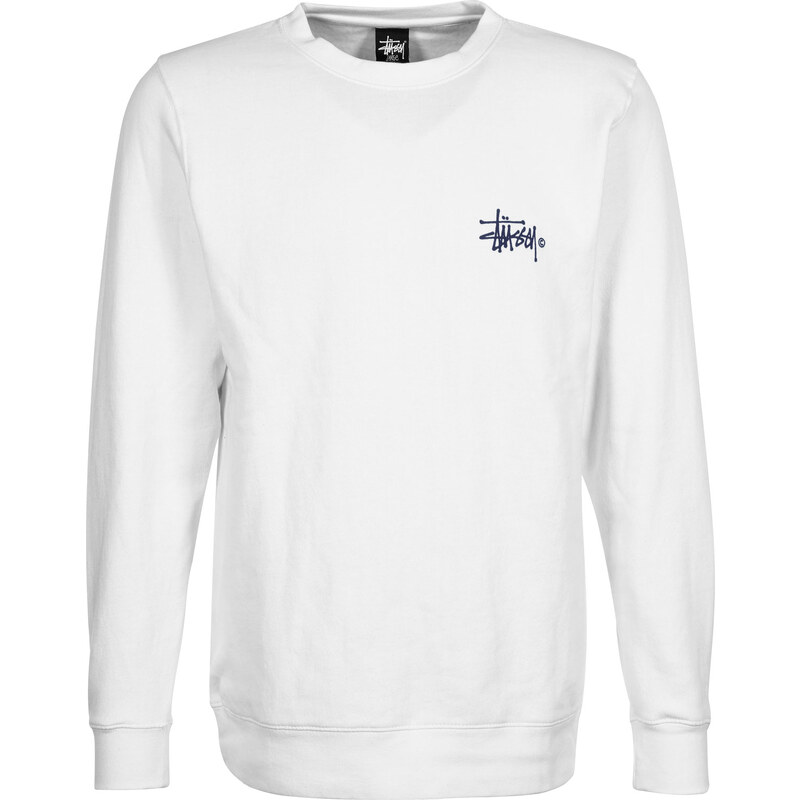 Stüssy Basic Logo Crew Sweater white