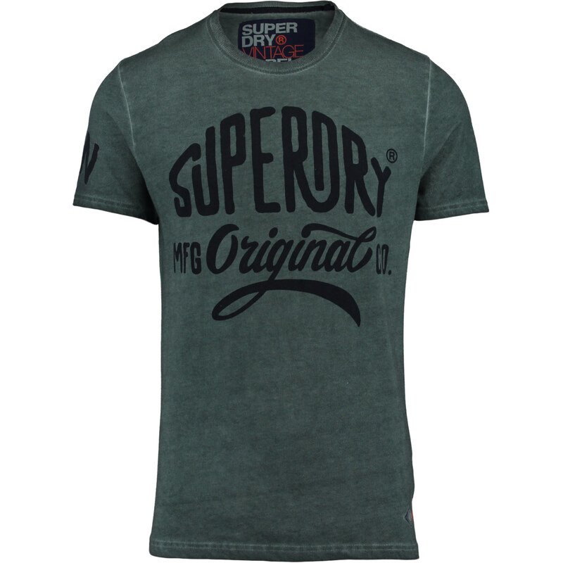 Superdry: Herren T-Shirt Work Wear Over Dyed Tee, grün, verfügbar in Größe M