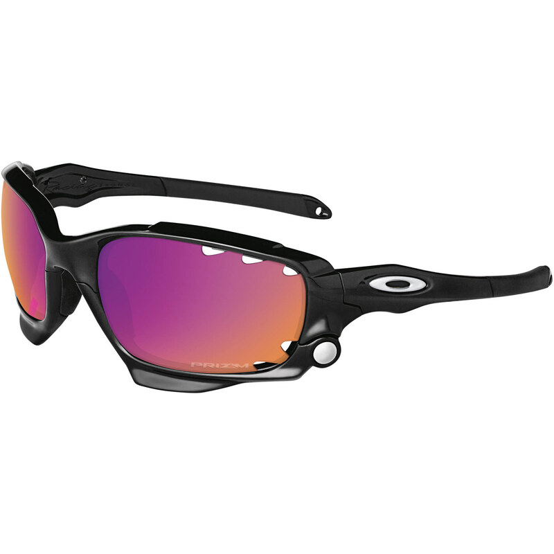Oakley: Sportbrille / Sonnenbrille Racing Jacket polarized black/prizm trail & clear vented
