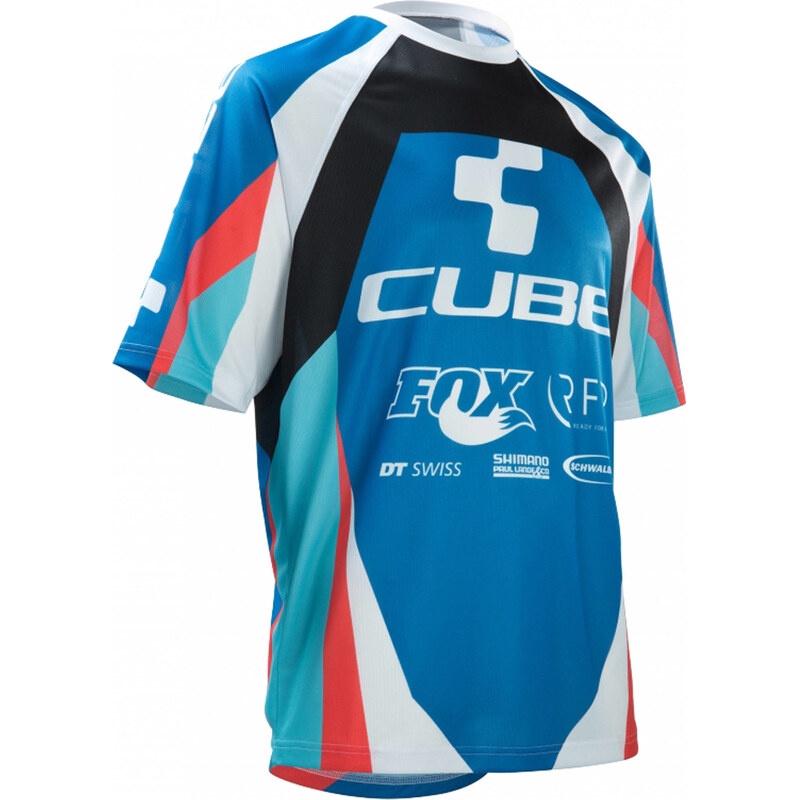Cube: Herren Radsport Trikot Action Team Rundhalstrikot, weiss / blau, verfügbar in Größe L